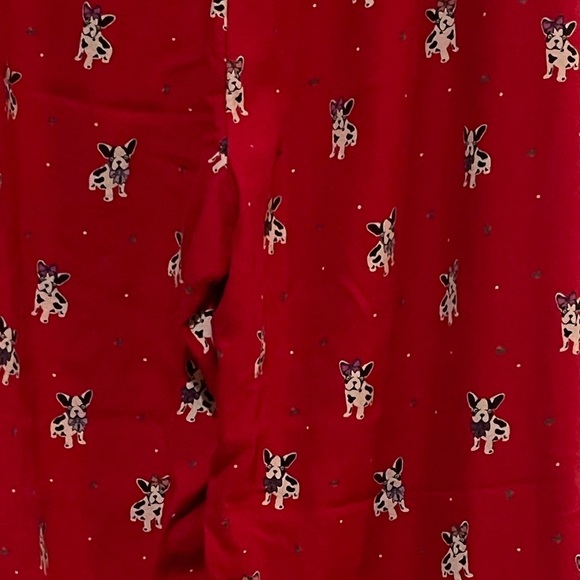 Women’s LOFT sleep pajama bottoms red with dogs frenchies bulldogs print M - Picture 5 of 5